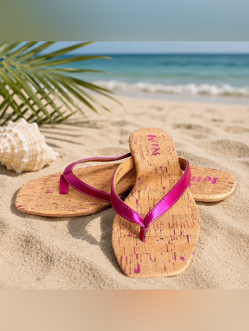 Kork-Ease NWOT Korks Metallic Pink Winnie Flip Flop Sandals Size 8 Beach Resort